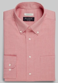 Men's Traveler Collection Tailored Fit Button-Down Collar Solid Dress Shirt at Jos. A. Bank, Red