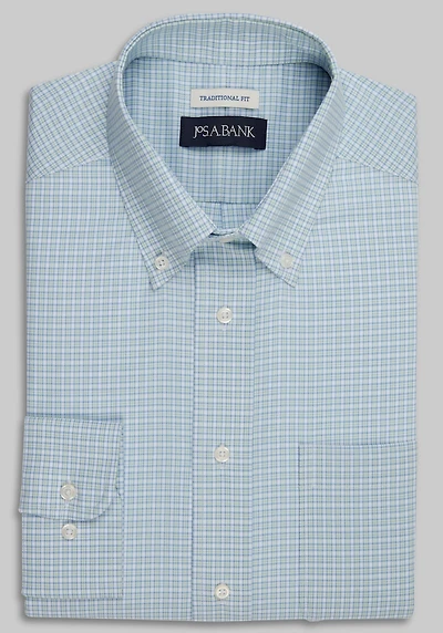 Men's Jos. A. Bank Traditional Fit Button-Down Collar Plaid Dress Shirt at Jos. A. Bank, Green