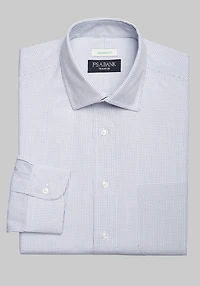 Men's Traveler Collection Tailored Fit Spread Collar Mini Check Dress Shirt at Jos. A. Bank, Blue