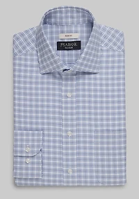 Men's Traveler Collection Slim Fit Spread Collar Plaid Dress Shirt at Jos. A. Bank, Blue/Navy