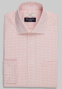 Men's Traveler Collection Slim Fit Spread Collar Small Plaid Dress Shirt at Jos. A. Bank, Orange