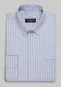 Men's Traveler® Collection Tailored Fit Button-Down Collar Plaid Dress Shirt at Jos. A. Bank, Blue/Navy