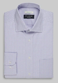 Men's Traveler Collection Tailored Fit Spread Collar Plaid Dress Shirt at Jos. A. Bank, Purple