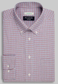 Men's Traveler Collection Tailored Fit Button-Down Collar Plaid Dress Shirt at Jos. A. Bank, Red