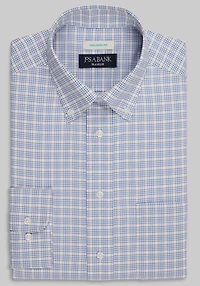 Men's Traveler Collection Tailored Fit Button-Down Collar Plaid Dress Shirt at Jos. A. Bank, Grey