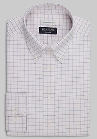Men's Traveler Collection Traditional Fit Button-Down Collar Grid Dress Shirt at Jos. A. Bank, Orange