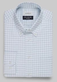 Men's Traveler Collection Traditional Fit Button-Down Collar Grid Dress Shirt at Jos. A. Bank, Aqua/Multi