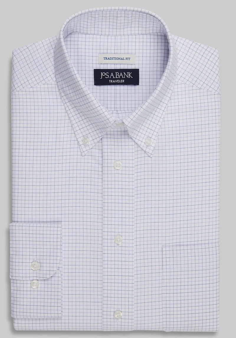 Men's Traveler Collection Traditional Fit Button-Down Collar Tattersall Dress Shirt at Jos. A. Bank, Purple