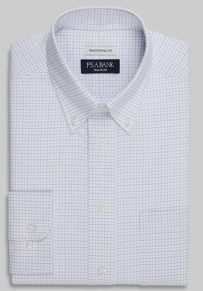 Men's Traveler Collection Traditional Fit Button-Down Collar Tattersall Dress Shirt at Jos. A. Bank, Purple