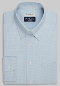 Men's Traveler Collection Traditional Fit Button-Down Collar Plaid Dress Shirt at Jos. A. Bank, Green