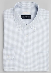 Men's Traveler Collection Slim Fit Button-Down Collar Small Check Dress Shirt at Jos. A. Bank, Grey