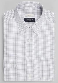 Men's Traveler Collection Slim Fit Check Dress Shirt at Jos. A. Bank, Burgundy