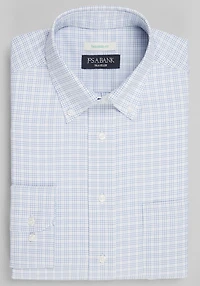 Men's Traveler Collection Tailored Fit Button-Down Collar Check Dress Shirt at Jos. A. Bank, Blue