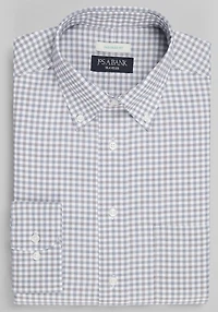 Men's Traveler Collection Tailored Fit Button-Down Collar Gingham Dress Shirt at Jos. A. Bank, Burgundy