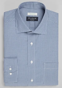 Men's Traveler Collection Tailored Fit Spread Collar Micro Check Dress Shirt at Jos. A. Bank, Blue/Navy