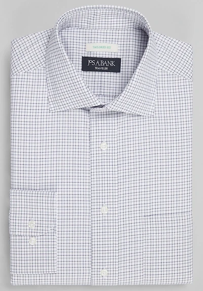Men's Traveler Collection Tailored Fit Spread Collar Check Dress Shirt at Jos. A. Bank, Pink