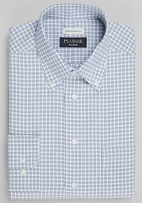 Men's Big & Tall Traveler® Collection Traditional Fit Button-Down Collar Check Dress Shirt at Jos. A. Bank, Blue