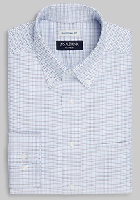Men's Traveler Collection Traditional Fit Button-Down Collar Small Check Dress Shirt at Jos. A. Bank, Blue