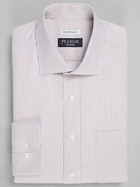 Men's Traveler® Collection Traditional Fit Spread Collar Stripe Dress Shirt at Jos. A. Bank, Burgundy