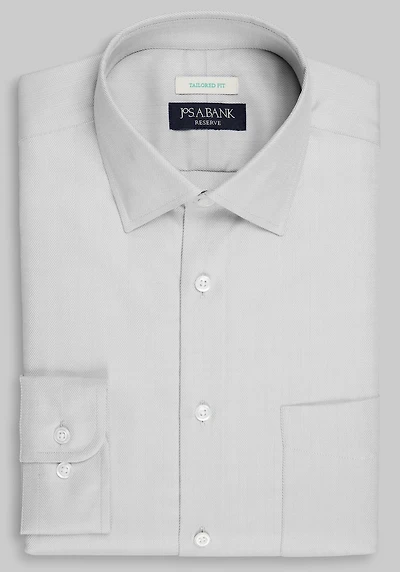 Men's Reserve Collection Tailored Fit Spread Collar Herringbone Dress Shirt at Jos. A. Bank, Grey