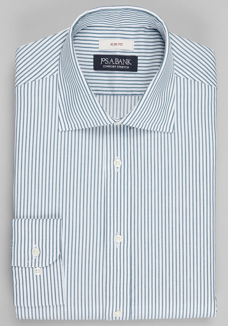 Men's Jos. A. Bank Slim Fit Bengal Stripe Dress Shirt at Jos. A. Bank, Green