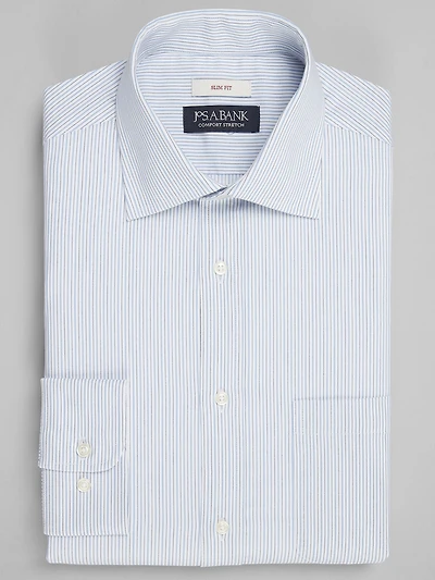 Men's Jos. A. Bank Slim Fit Spread Collar Stripe Dress Shirt at Jos. A. Bank, Blue