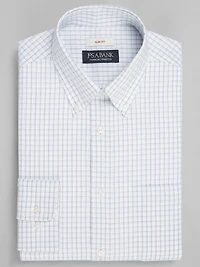 Men's Jos. A. Bank Slim Fit Button-Down Collar Check Dress Shirt at Jos. A. Bank, Cream/White