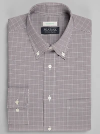 Men's Jos. A. Bank Tailored Fit Button-Down Collar Glen Plaid Dress Shirt at Jos. A. Bank, Burgundy