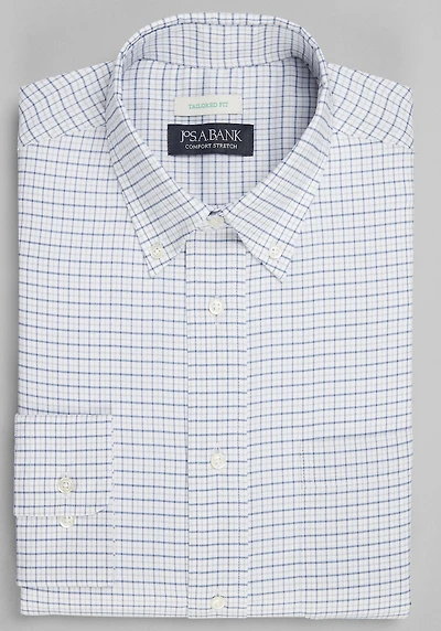 Men's Jos. A. Bank Tailored Fit Button-Down Collar Tattersall Dress Shirt at Jos. A. Bank, Blue