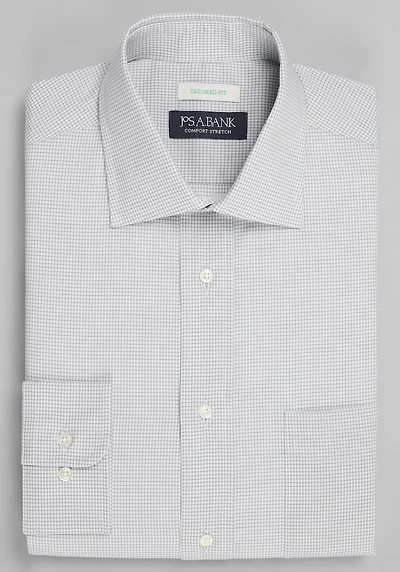 Men's Jos. A. Bank Tailored Fit Spread Collar Micro Grid Dress Shirt at Jos. A. Bank, Grey