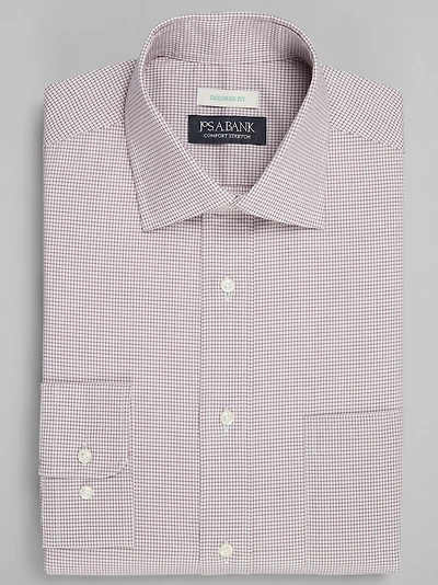 Men's Jos. A. Bank Tailored Fit Spread Collar Micro Grid Dress Shirt at Jos. A. Bank, Burgundy