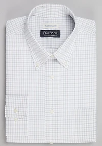 Men's Jos. A. Bank Traditional Fit Button-Down Collar Check Dress Shirt at Jos. A. Bank, Grey