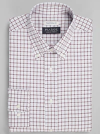 Men's Jos. A. Bank Traditional Fit Button-Down Collar Check Dress Shirt at Jos. A. Bank, Burgundy