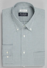 Men's Jos A. Bank Traditional Fit Micro Grid Comfort Stretch Dress Shirt at Jos. A. Bank, Green