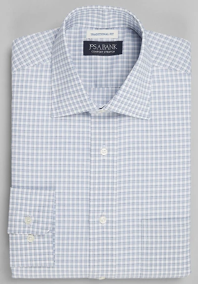 Men's Jos. A. Bank Traditional Fit Spread Collar Gingham Dress Shirt at Jos. A. Bank, Blue