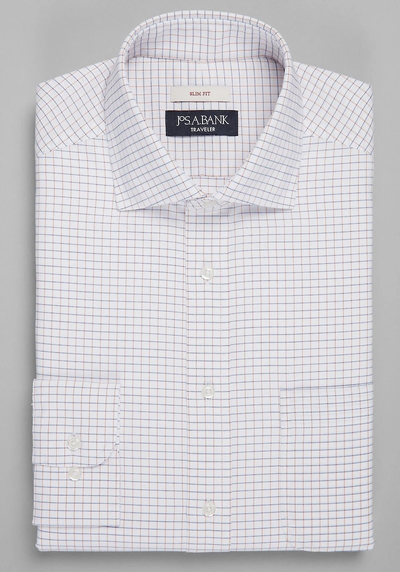 Men's Traveler® Collection Slim Fit Spread Collar Dress Shirt at Jos. A. Bank, Orange