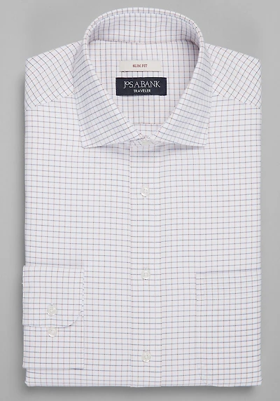 Men's Traveler® Collection Slim Fit Spread Collar Dress Shirt at Jos. A. Bank, Orange