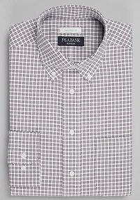 Men's Traveler® Collection Tailored Fit Button-Down Collar Double Check Dress Shirt at Jos. A. Bank, Burgundy