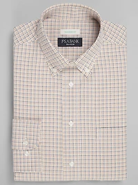 Men's Traveler® Collection Tailored Fit Button-Down Collar Check Dress Shirt at Jos. A. Bank, Orange
