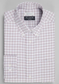Men's Traveler® Collection Traditional Fit Button-Down Collar Check Dress Shirt at Jos. A. Bank, Burgundy