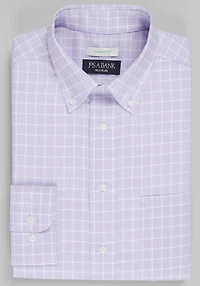 Men's Traveler® Collection Tailored Fit Glenn Plaid Dress Shirt at Jos. A. Bank, Purple