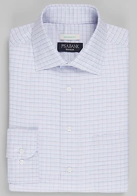 Men's Traveler® Collection Tailored Fit Small Check Dress Shirt at Jos. A. Bank, Light Purple