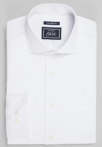 Men's 1905 Collection Tailored Fit Solid 4-Way Stretch Dress Shirt at Jos. A. Bank, Cream/White