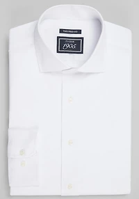 Men's 1905 Collection Tailored Fit Solid 4-Way Stretch Dress Shirt at Jos. A. Bank, Cream/White