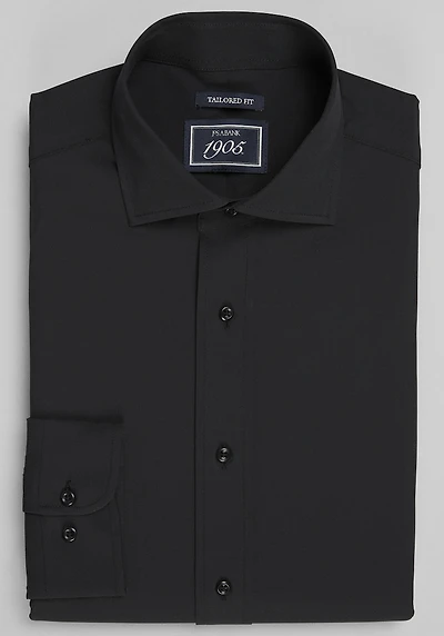 Men's 1905 Collection Tailored Fit Solid 4-Way Stretch Dress Shirt at Jos. A. Bank, Black
