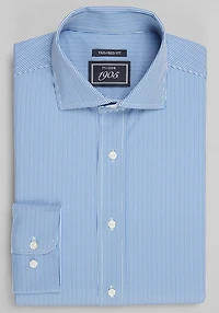 Men's 1905 Collection Tailored Fit Stripe 4-Way Stretch Dress Shirt at Jos. A. Bank, Blue/Navy