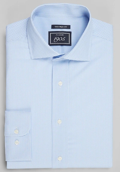 Men's 1905 Collection Tailored Fit Check 4-Way Stretch Dress Shirt at Jos. A. Bank, Blue