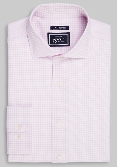 Men's 1905 Collection Tailored Fit Check 4-Way Stretch Dress Shirt at Jos. A. Bank, Pink,