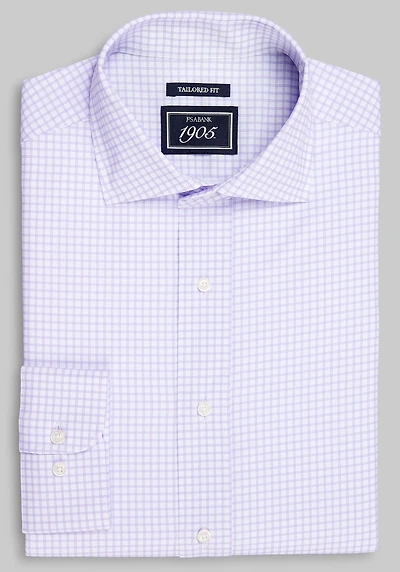Men's 1905 Collection Tailored Fit Check 4-Way Stretch Dress Shirt at Jos. A. Bank, Light Purple,