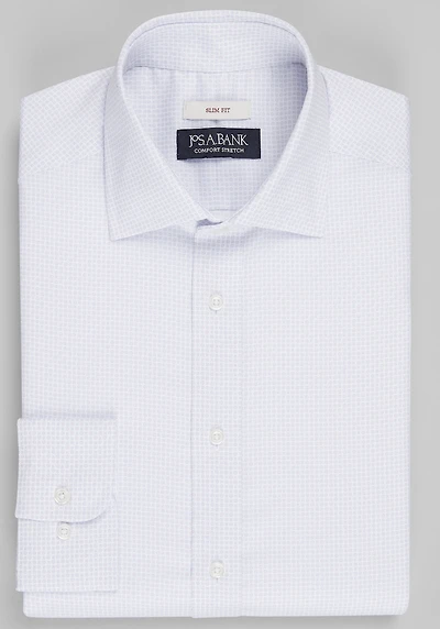 Men's Jos. A. Bank Slim Fit Checkers Print Dress Shirt at Jos. A. Bank, Light Purple